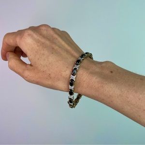 Vintage Gold Plated Sterling Silver Bracelet with Sapphires & Cubic Zirconia